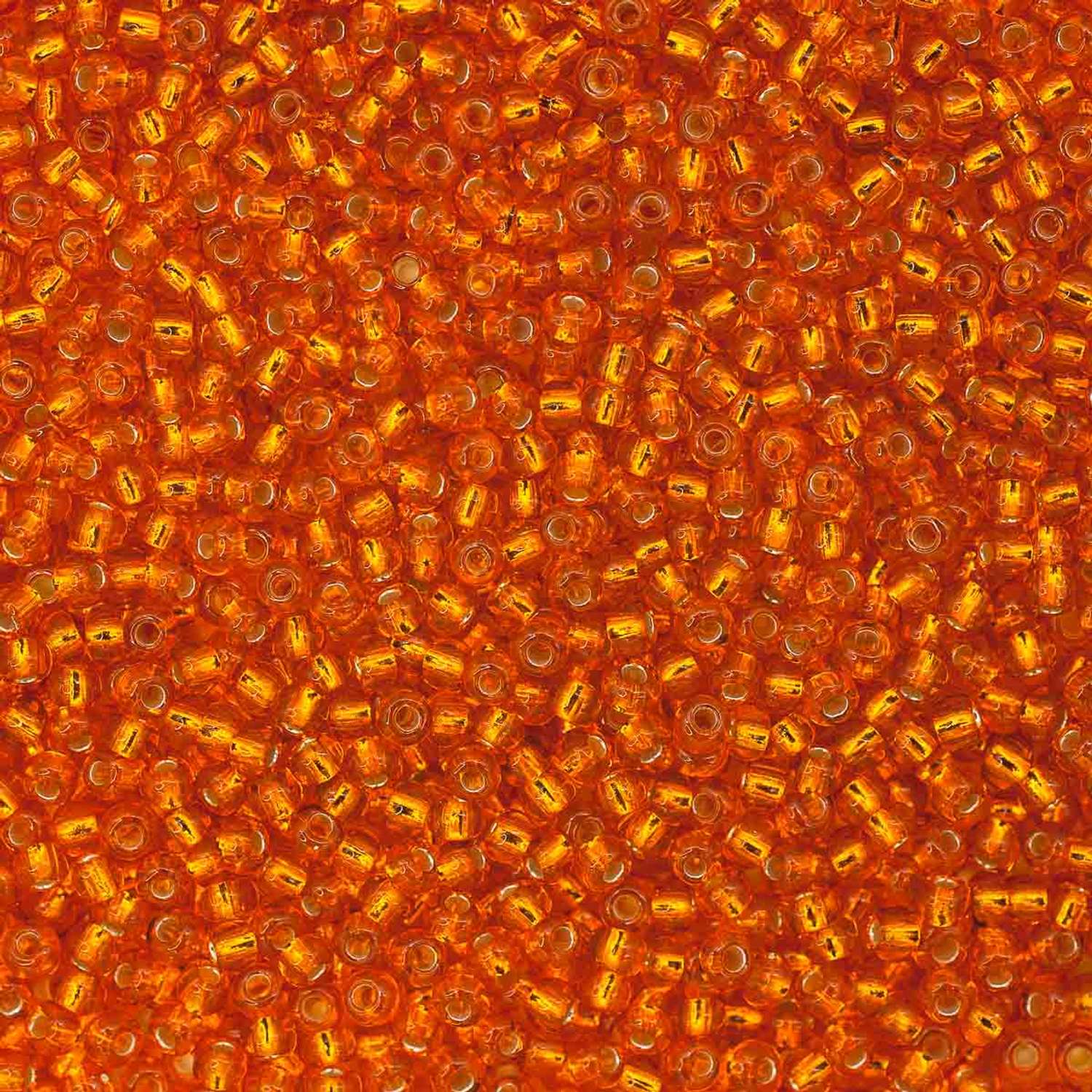 Бисер Preciosa чешский прозрачный с серебряным центром 10/0 20 гр Прециоза 97000 оранжевый - фото 2