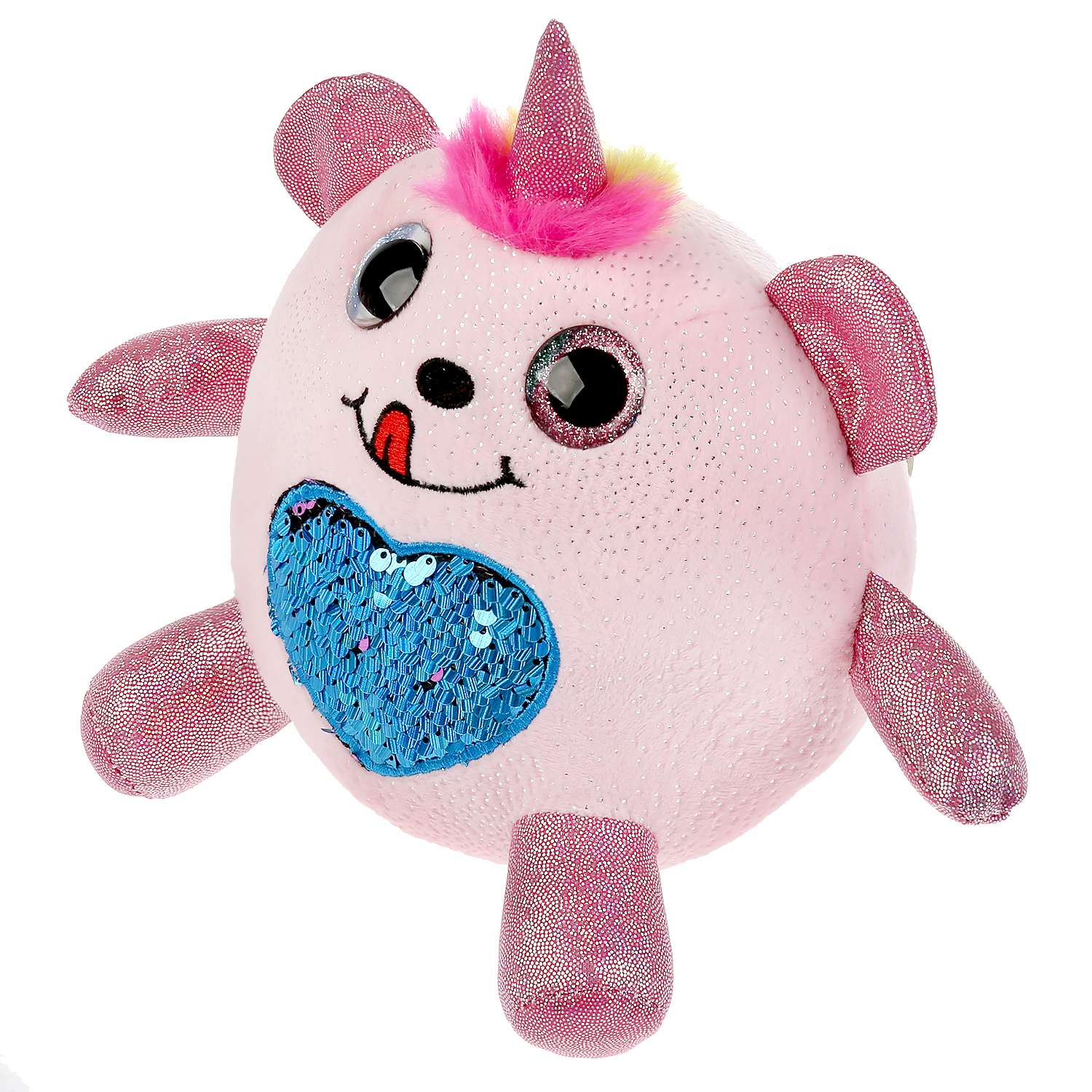 Мягкая игрушка Мульти-Пульти Кругляш с пайетками в сердечке розовый 16см без чипа 298813 - фото 2