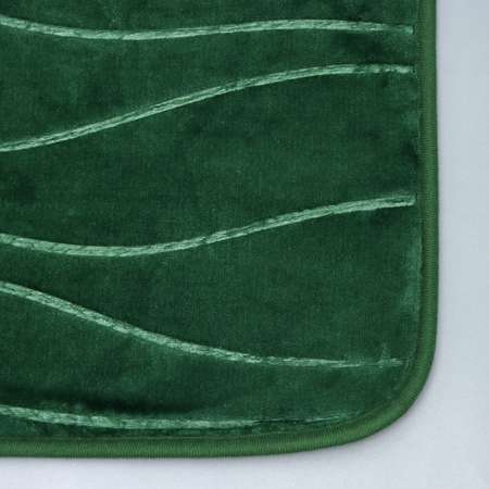 Набор ковриков Доляна для ванной и туалета «Водоросли» 2 шт: 40×50 50×80 см цвет зелёный