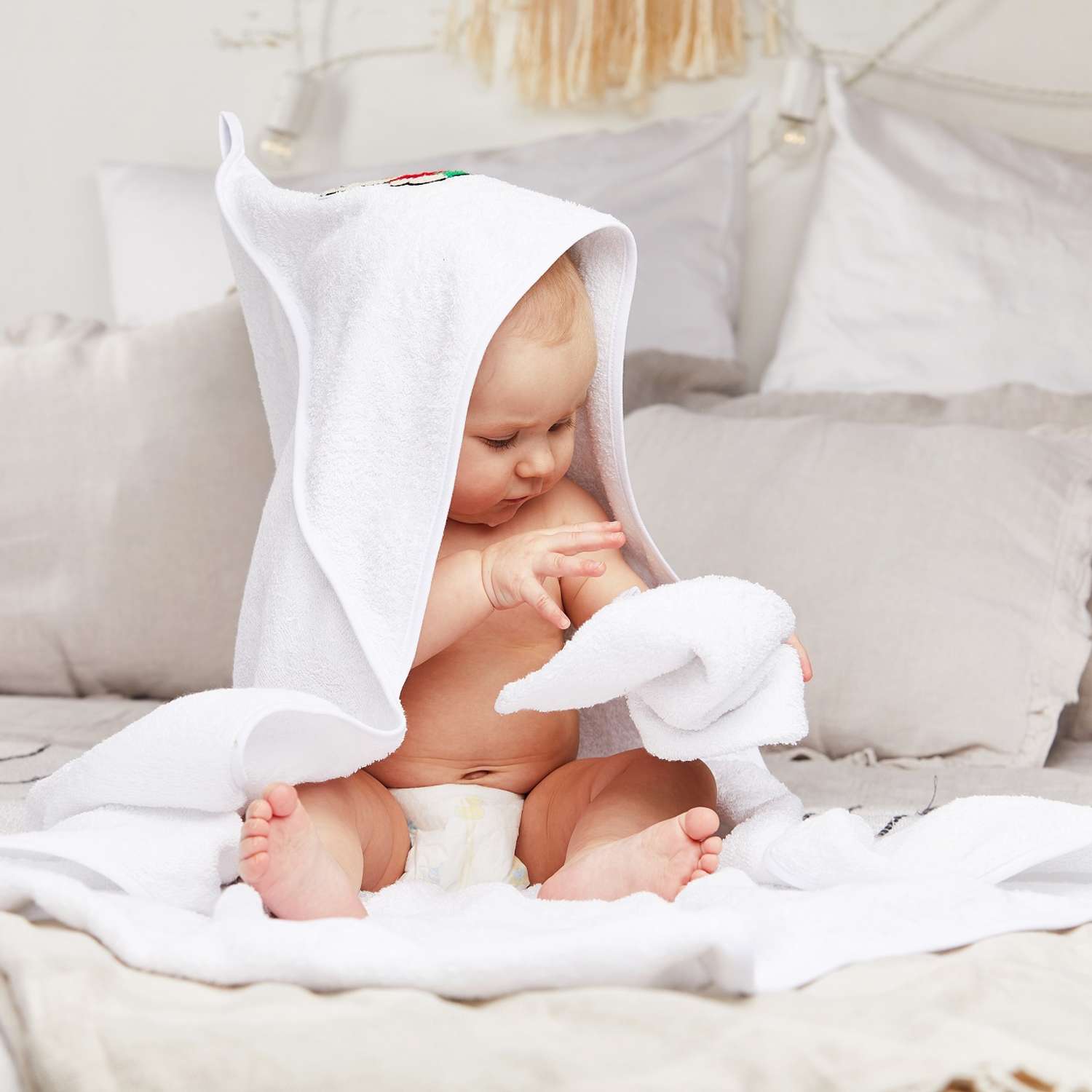 Комплект для купания Forsalon Махровый полотенце и варежка цвет белый - фото 2