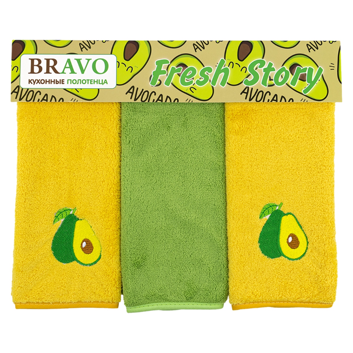 Комплект полотенец для кухни Bravo Fresh Story Авокадо 30х50 см 3 шт - фото 1