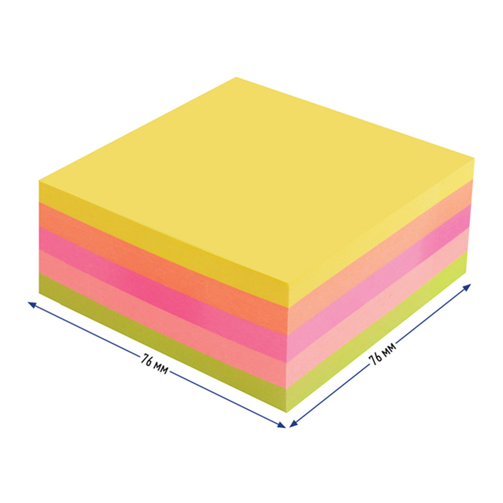 Самоклеящийся блок BERLINGO 76*76мм 400л на подставке 5 неоновых цветов - фото 3