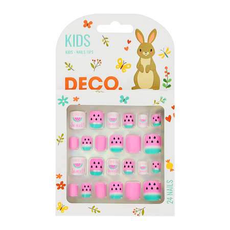 Набор накладных ногтей DECO. kids самоклеящиеся watermelon 24 шт