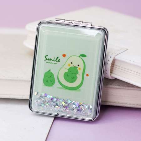 Зеркало карманное iLikeGift Sparkles avocado three с увеличением