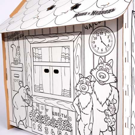 Домик-раскраска Маша и медведь Развивающий картонный