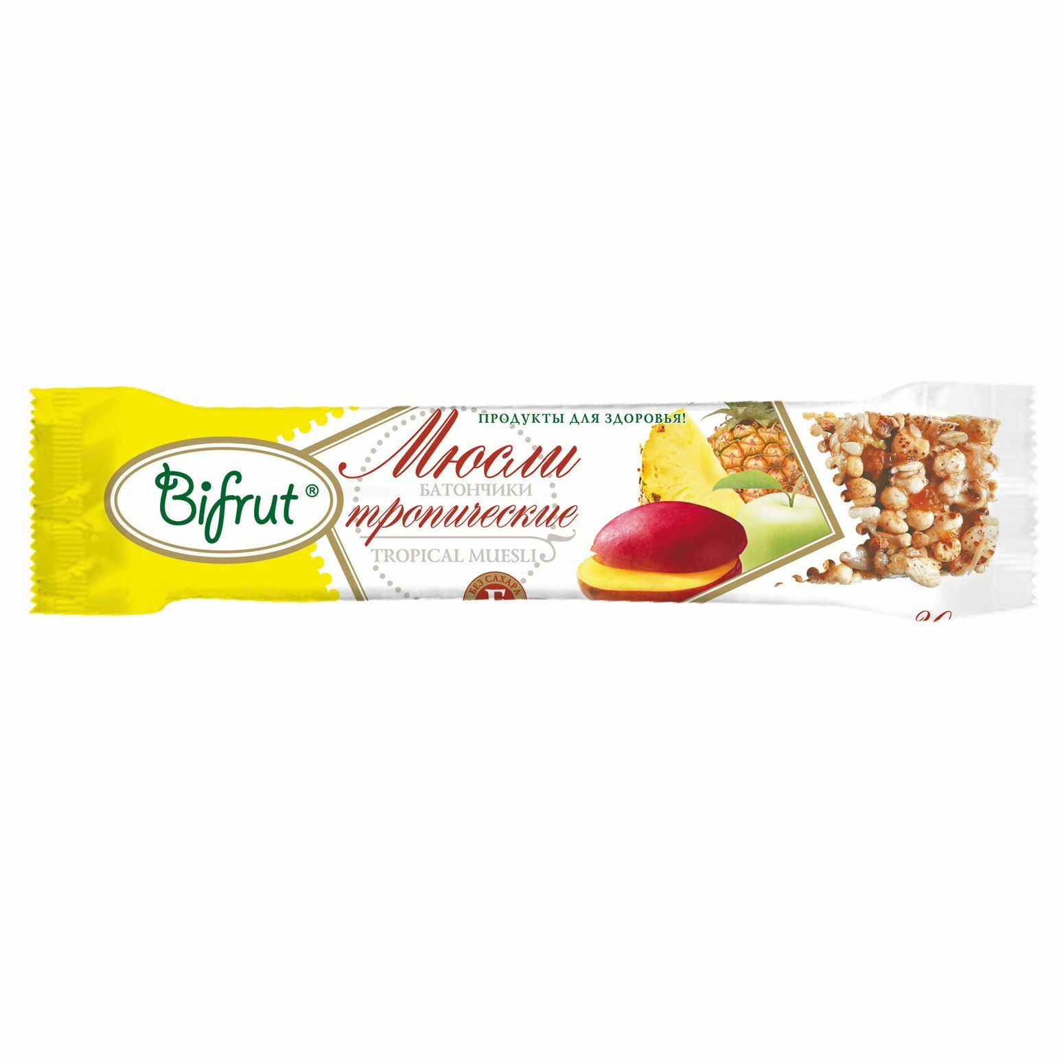 <b>Батончик</b> Bifrut <b>мюсли</b> на фруктозе тропик 30г - фото 1. 