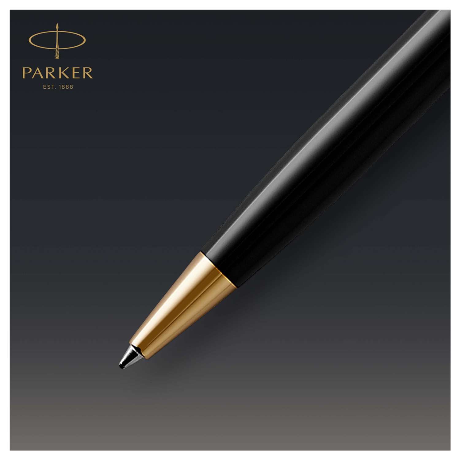 Ручка шариковая PARKER Sonnet Black Lacquer GT черная поворот подарочная упаковка - фото 3