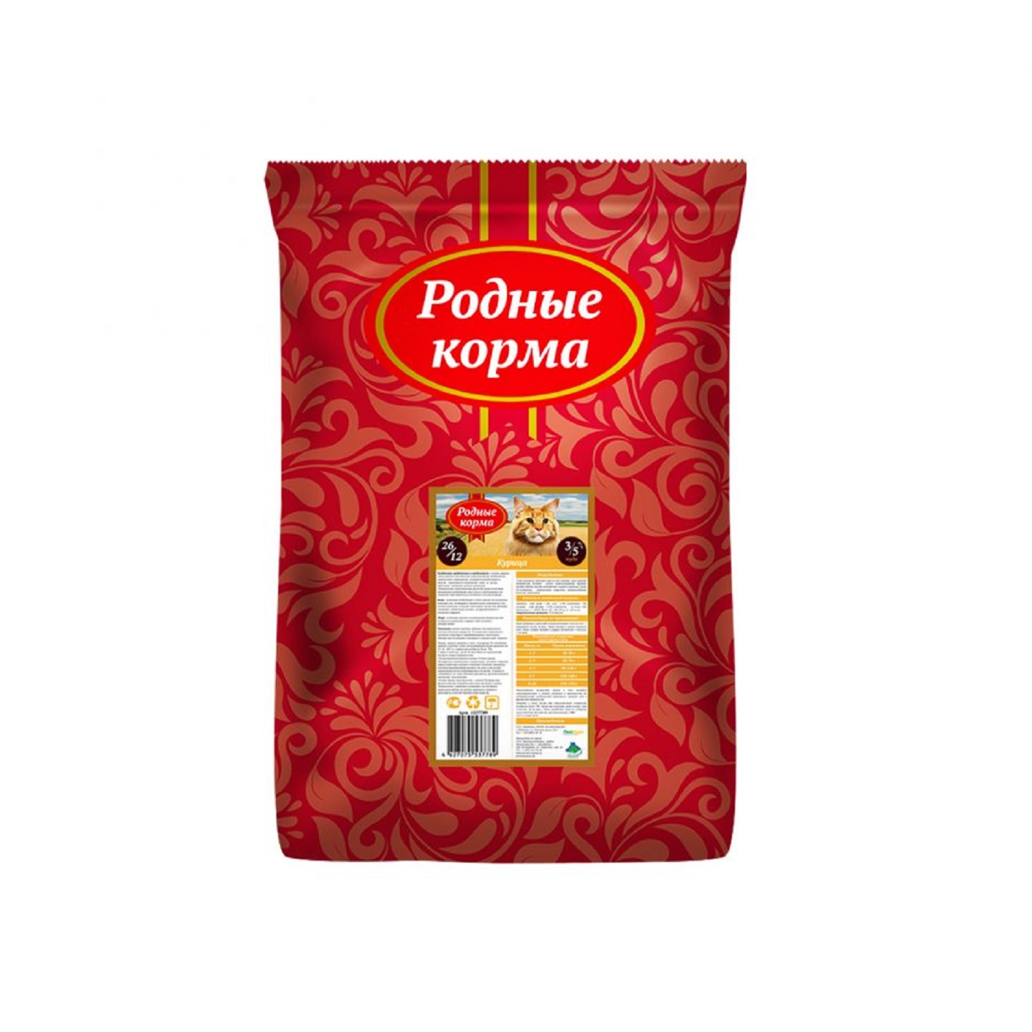 Корм для кошек Родные корма 26/12 с курицей 10кг - фото 1