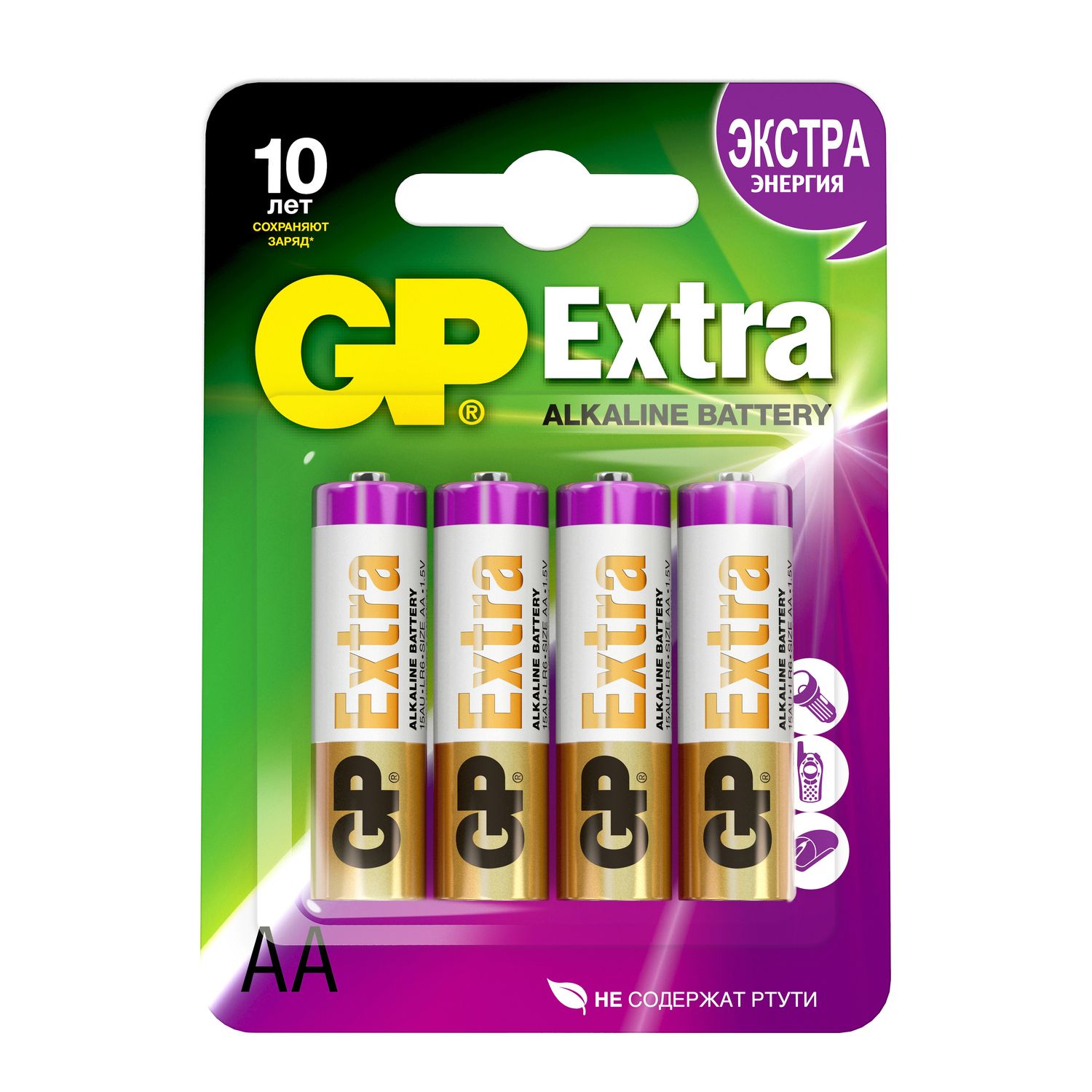 GP: Батарейка Extra Alkaline 15А AA - 4 шт.