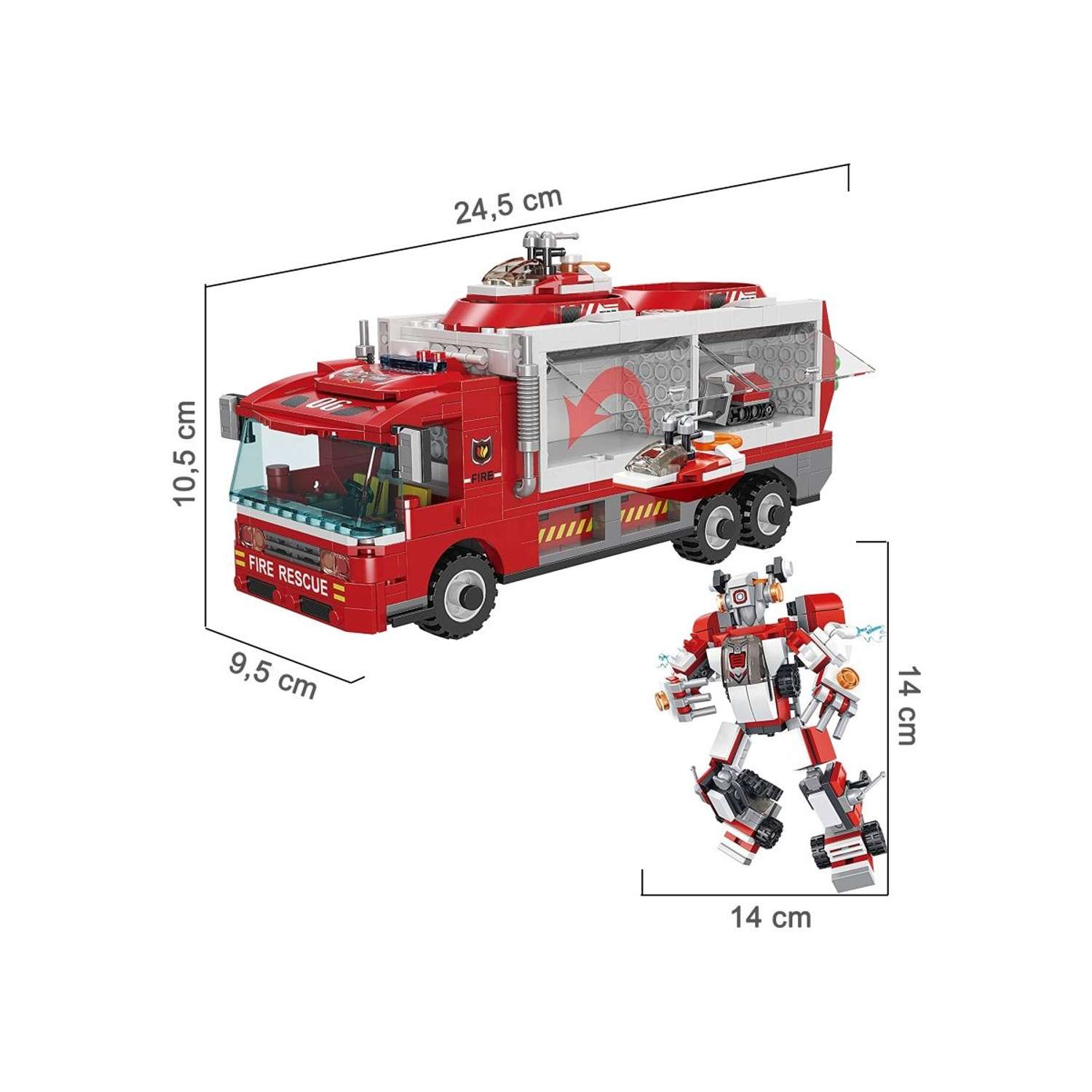 Конструктор робот трансформер ТЕХНО пожарная машина 6 в 1 машинки игрушки 655 деталей - фото 3