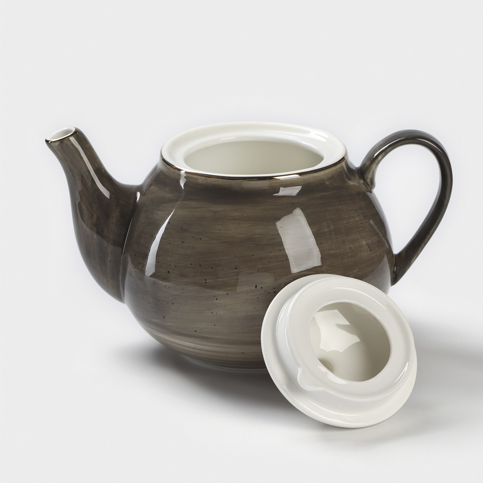 Заварочный чайник Доляна фарфоровый «Млечный путь» 900 мл цвет серый - фото 3