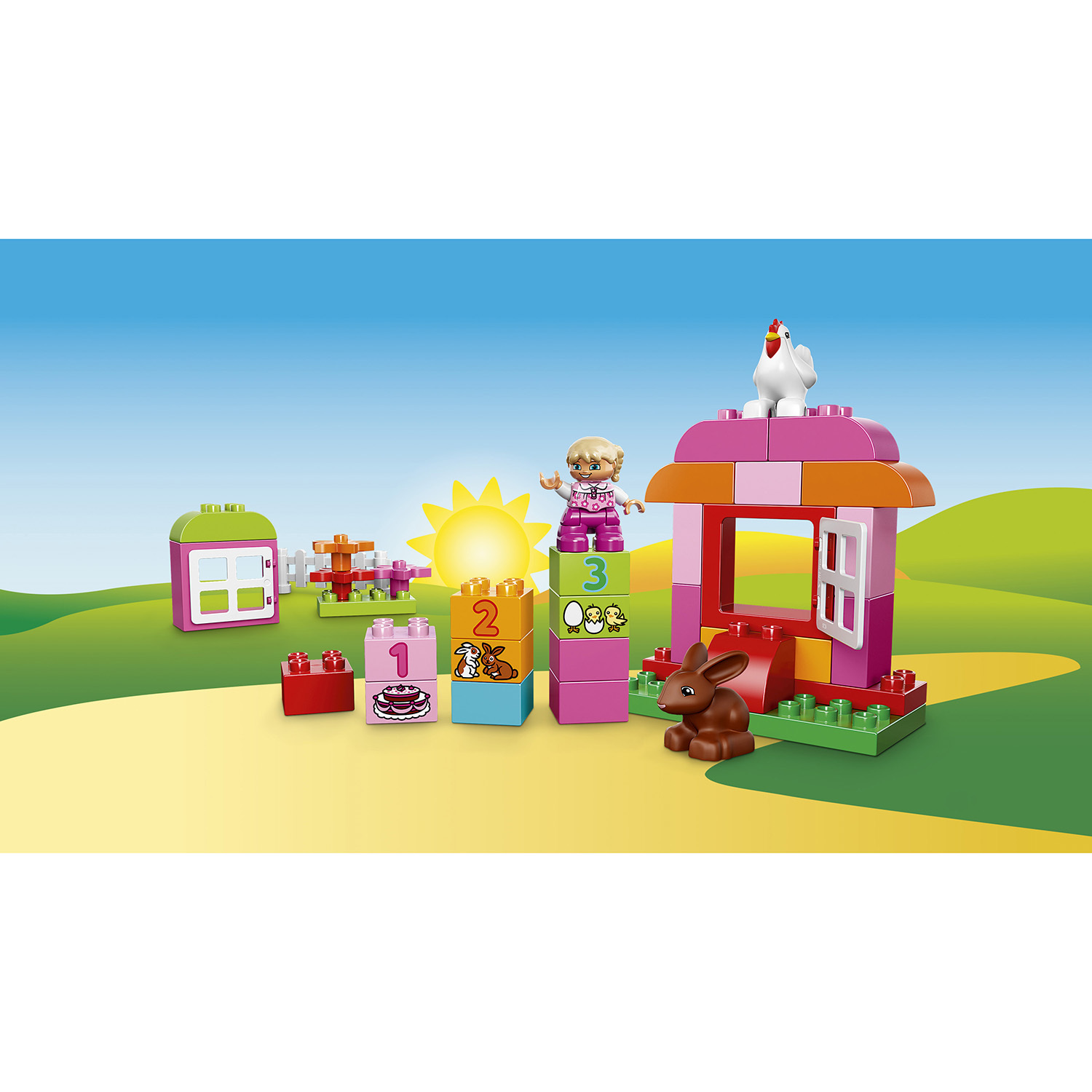 Конструктор LEGO DUPLO Лучшие друзья курочка и кролик блочный - фото 5