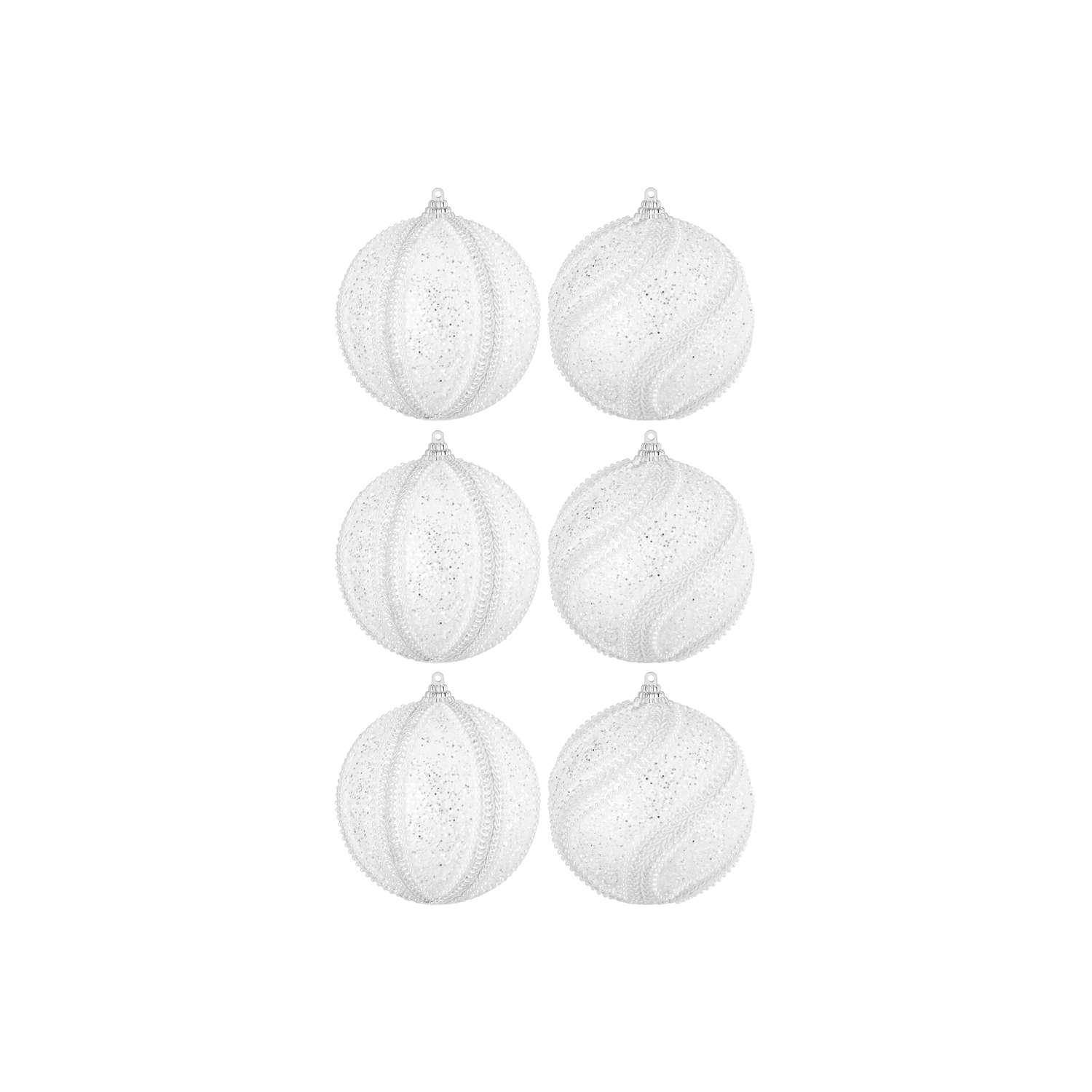 Набор Elan Gallery 6 новогодних шаров 9.5х9.5 см Жемчужины на белом - фото 4