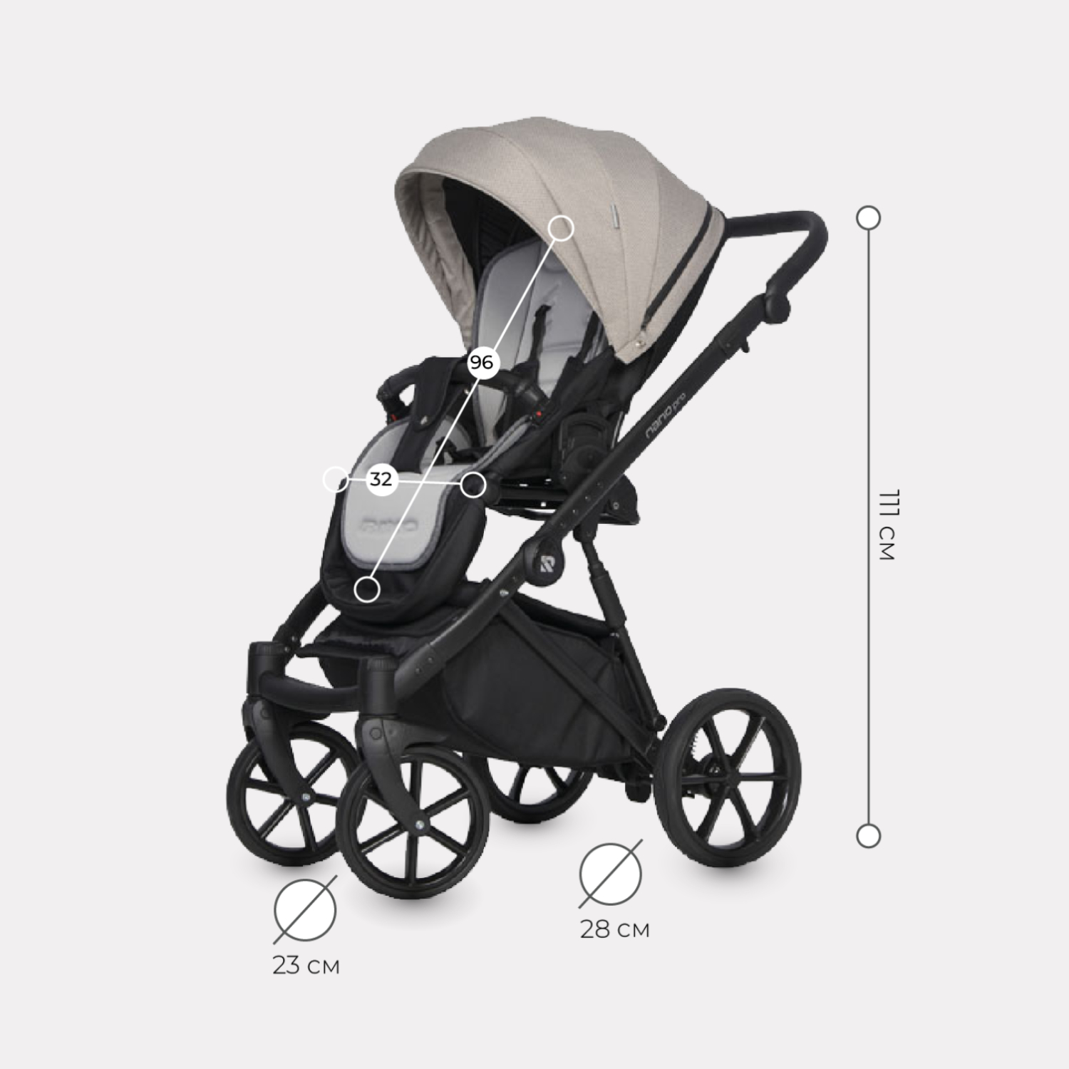 Коляска 3в1 Riko Nano Pro Pearl Camel Зол-Беж - фото 3