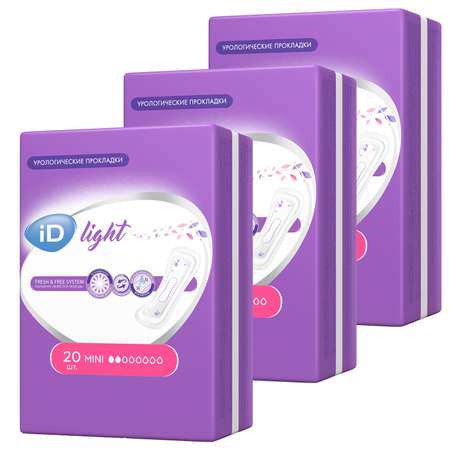 Прокладки урологические iD LIGHT Mini 20 шт. х3 упаковки