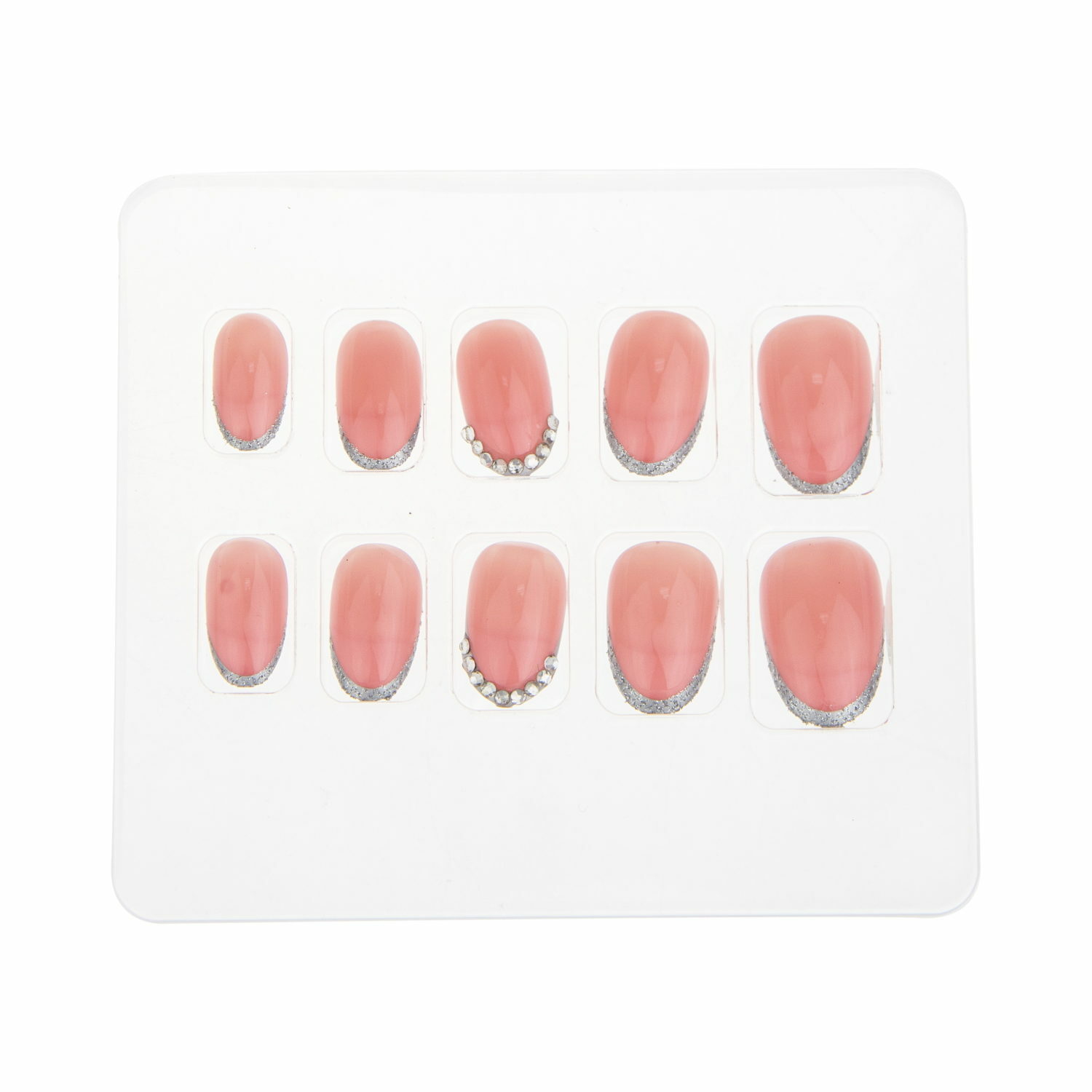 Накладные ногти Lukky 27 Diamonds Pink Блестящий френч - фото 3