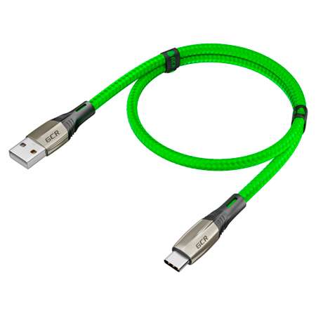 Кабель USB GCR 1.7m TypeC series Mercedes быстрая зарядка в зеленой нейлоновой оплетке GCR-51988