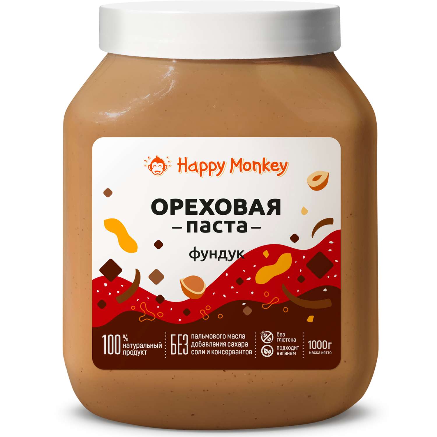 Ореховая паста Happy Monkey Фундук 1000 г - фото 1