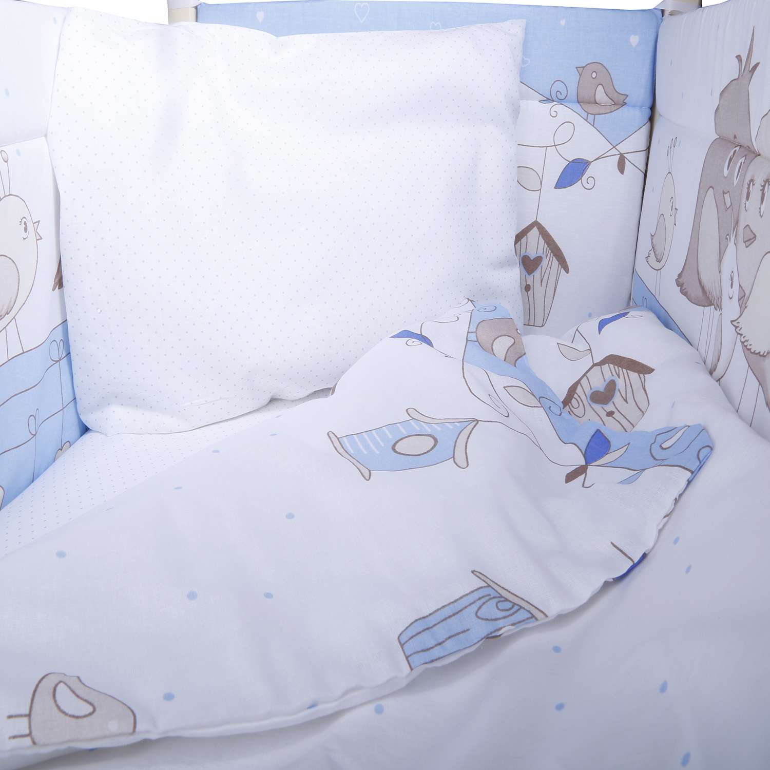 Комплект постельного белья Эдельвейс Птички 4предмета Голубой 10491 - фото 4