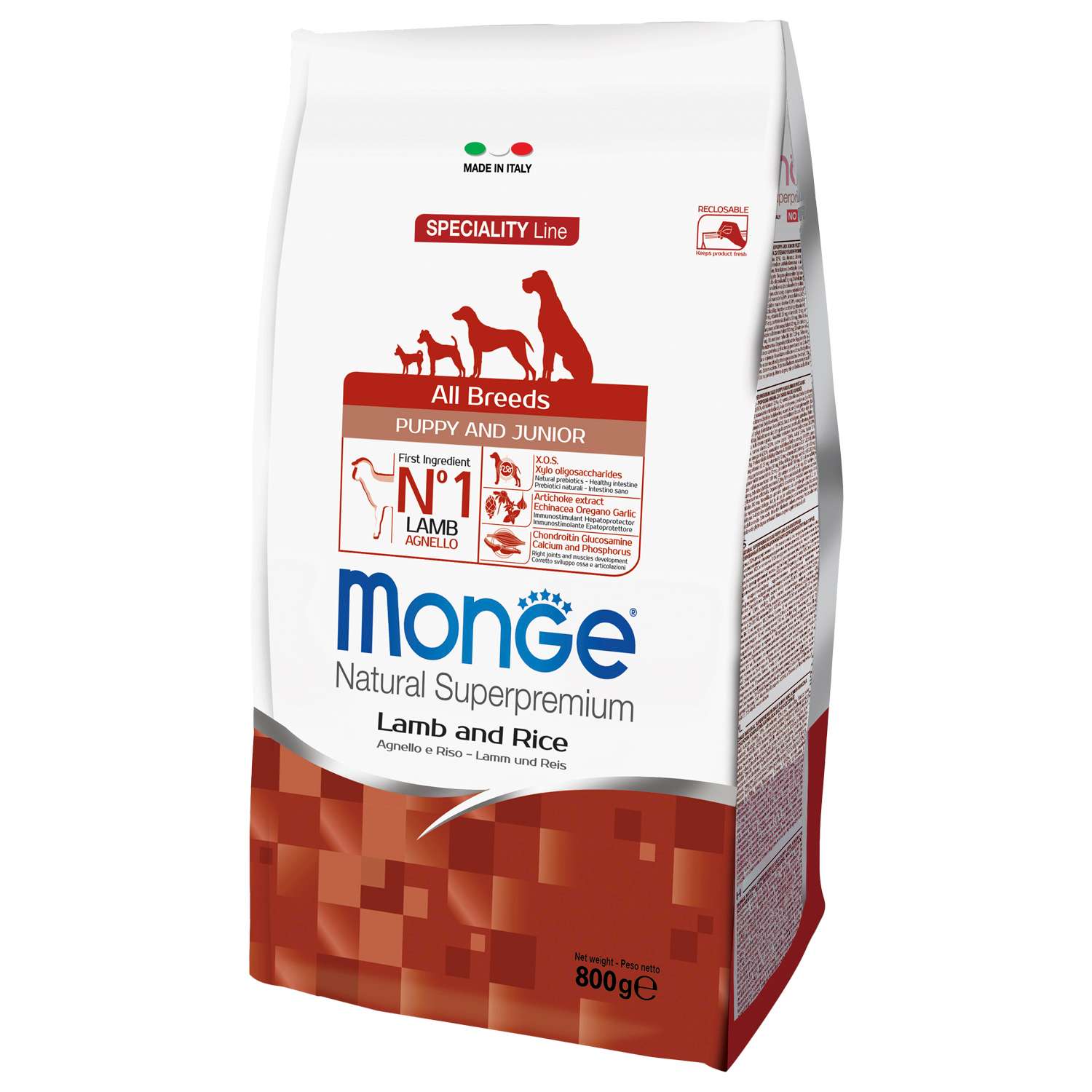 Корм для щенков MONGE Dog Speciality всех пород ягненок с рисом сухой 800г - фото 2