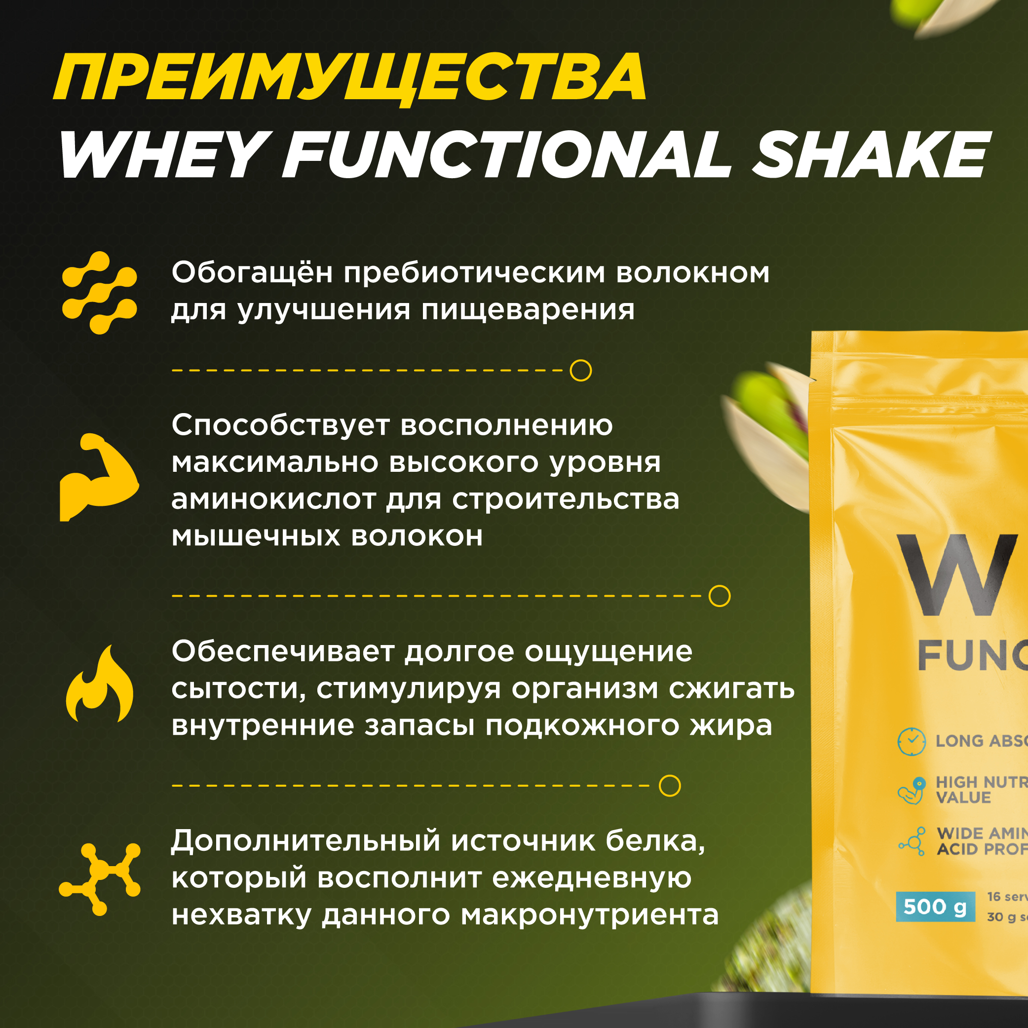 Протеин Whey Functional Shake Prime Kraft Фисташковое мороженое 500 г - фото 2