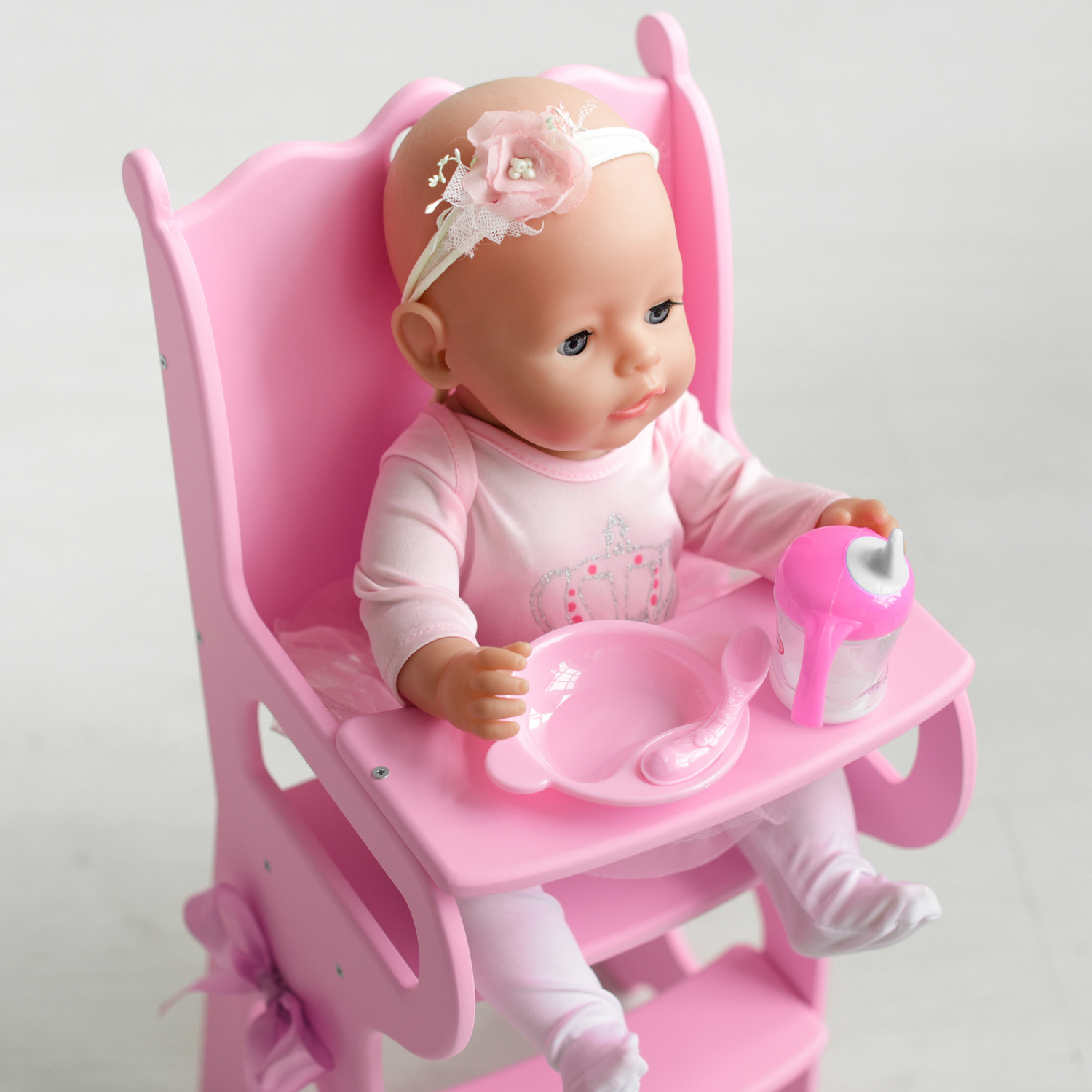 Стульчик Мега Тойс для кормления кукол с мягким сиденьем Diamond Princess деревянный 72119 - фото 2