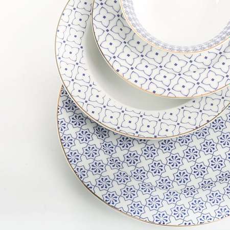 Набор столовой посуды Arya Home Collection для кухни Arya Aqua Elegant 24 предмета на 6 персон фарфор