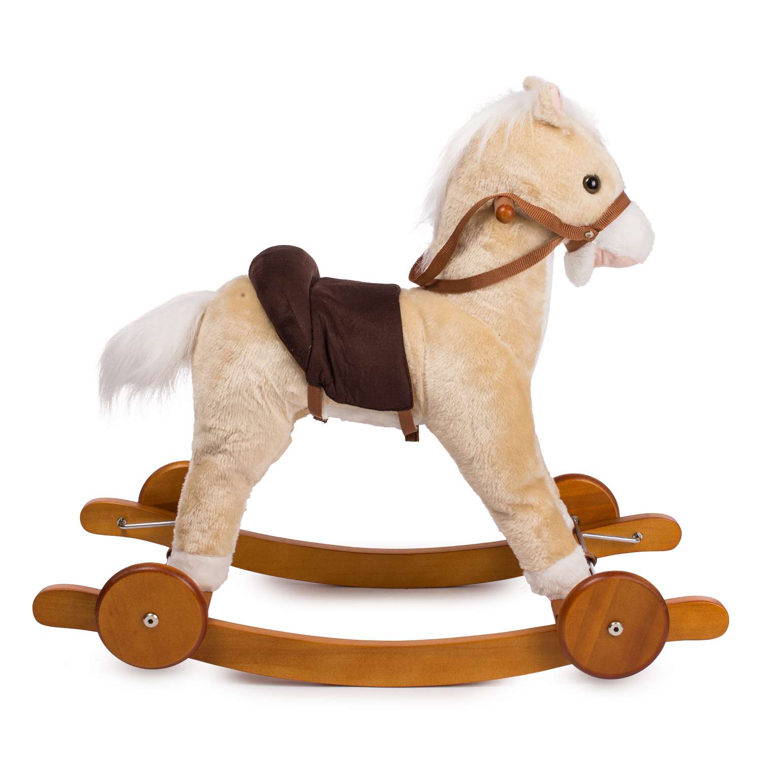 Лошадка-качалка BabyGo белая с колесами 40 см - фото 3