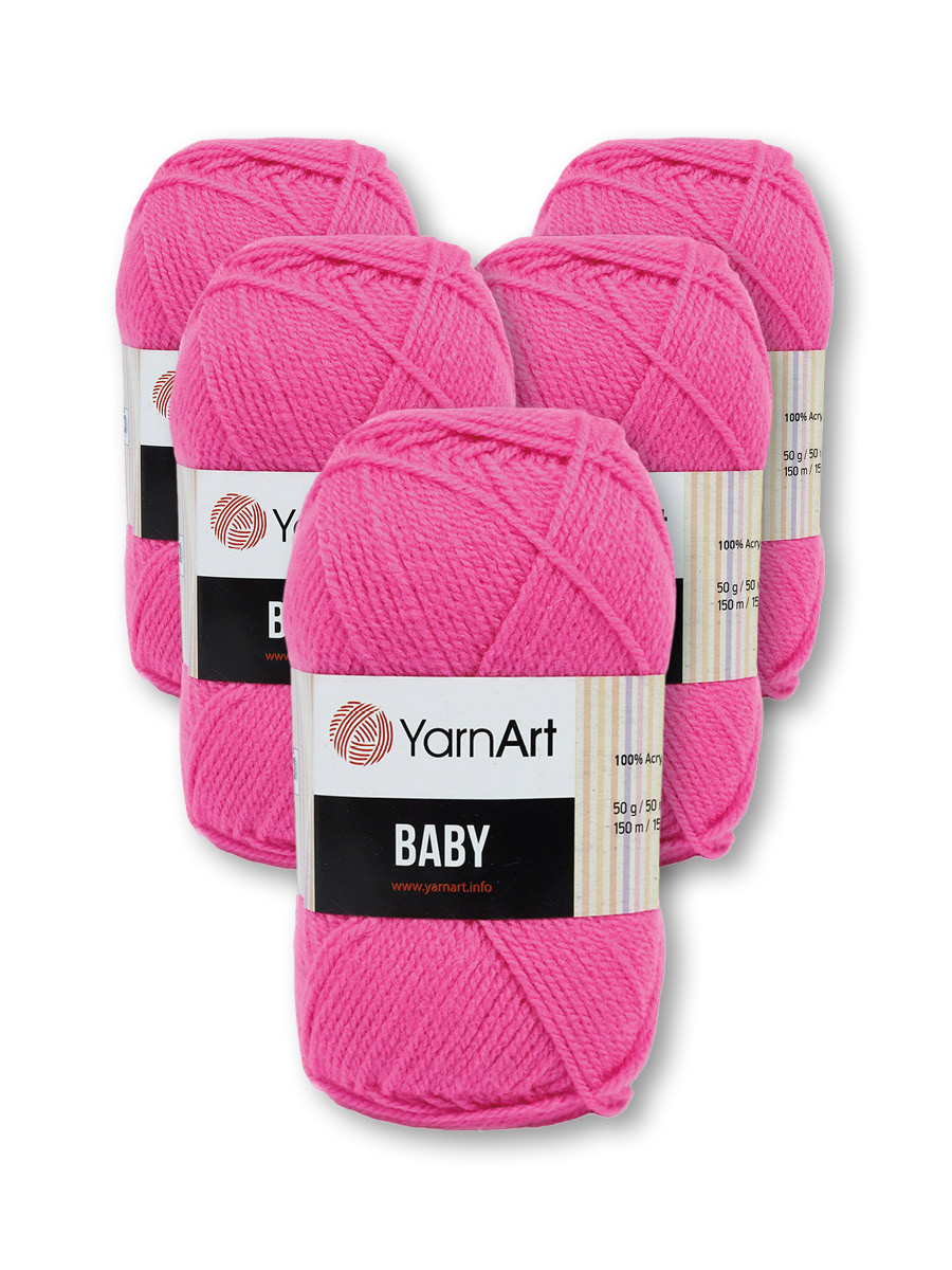 Пряжа для вязания YarnArt Baby 50 гр 150 м акрил мягкая детская 5 мотков 174 мальва - фото 5