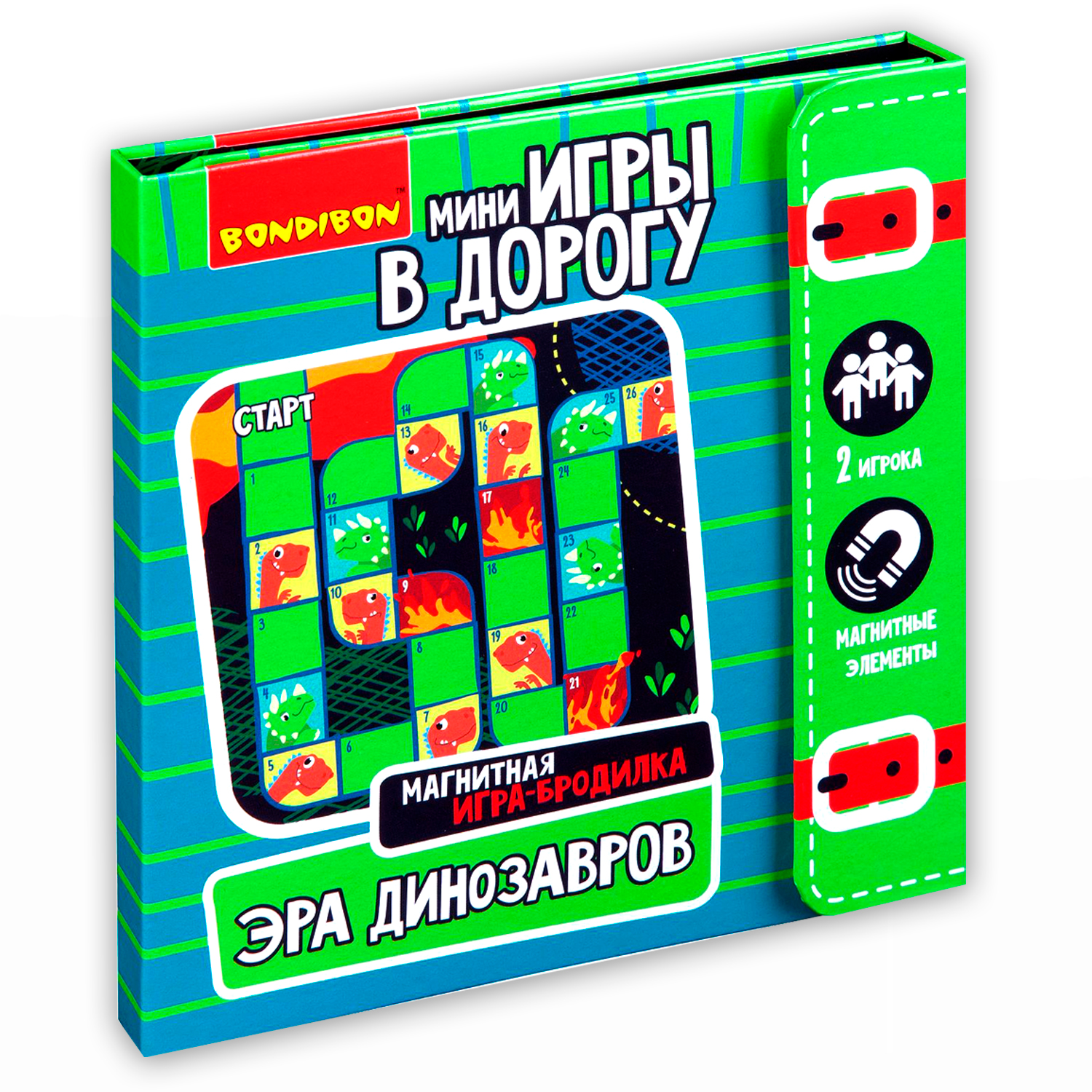 Игра настольная BONDIBON Бродилка в дорогу. Эра динозавров магнитная - фото 1