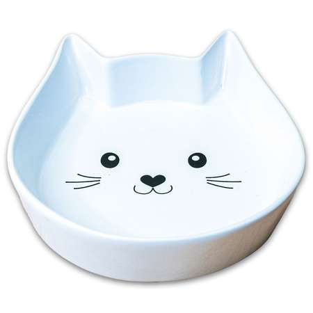 Миска для кошек Mr.Kranch Мордочка кошки керамическая 200мл Белая