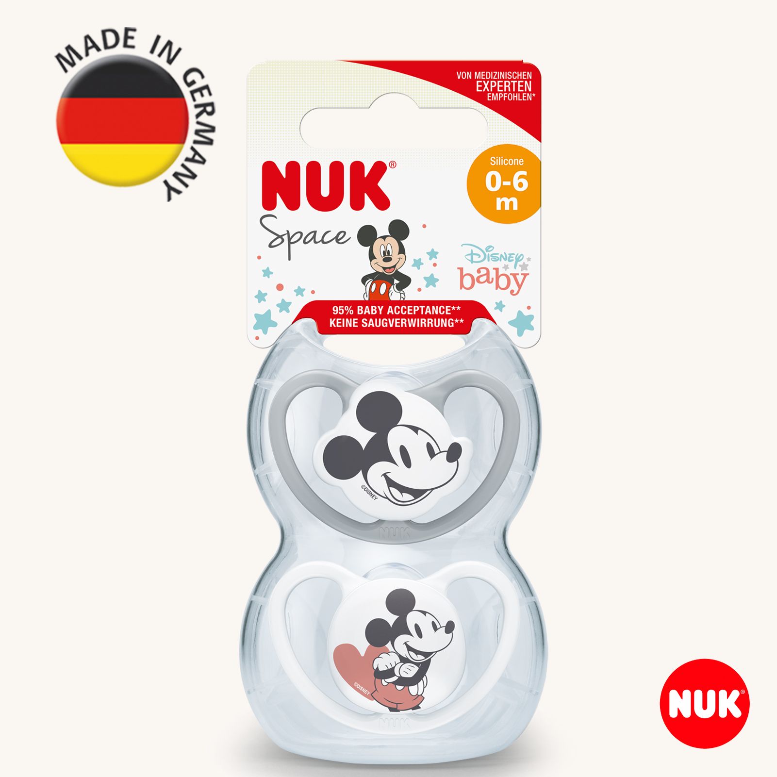 Соска пустышка ортодонтическая силикон Nuk NUK SPACE MICKEY - фото 1