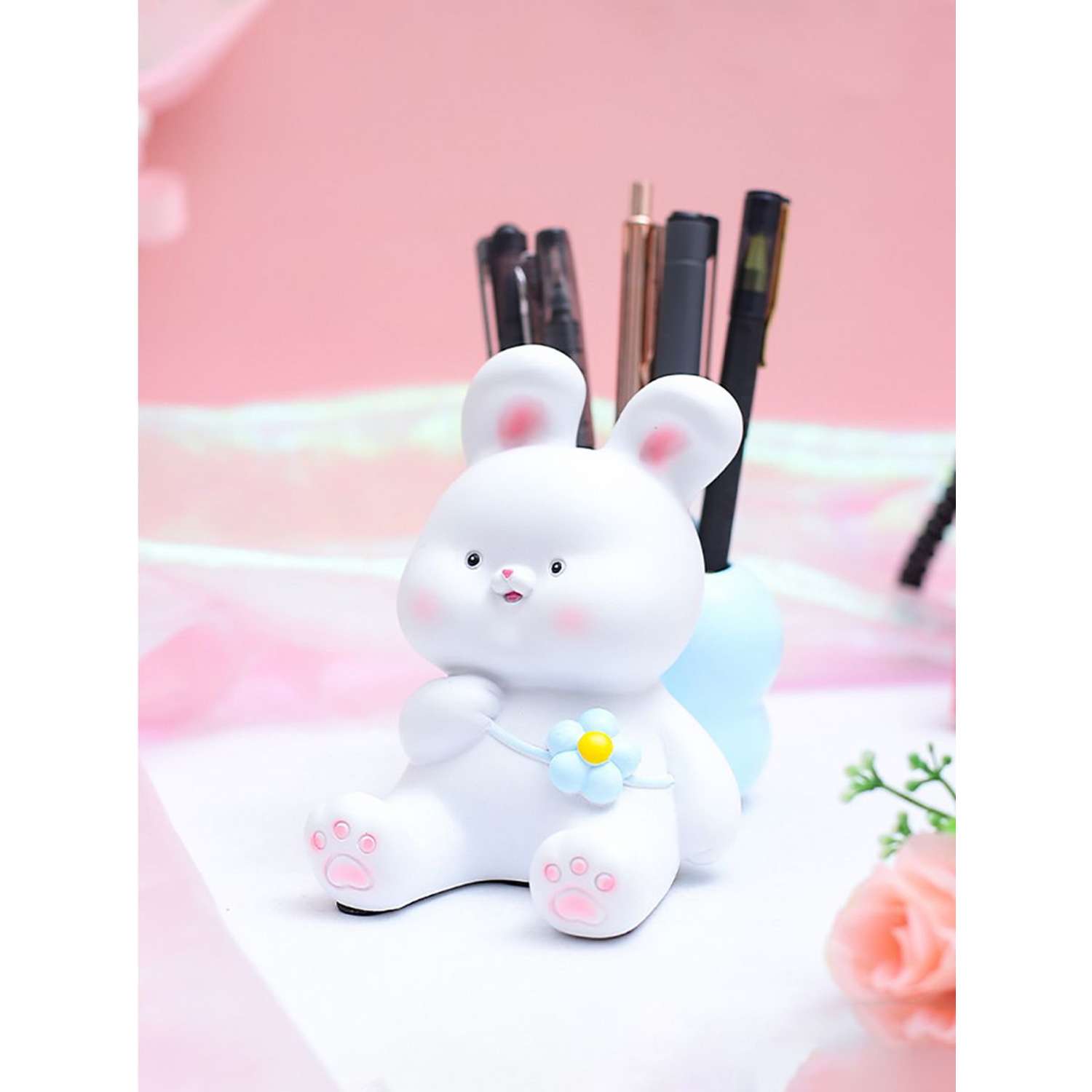 Подставка для канцелярии iLikeGift Flower bunny white - фото 1