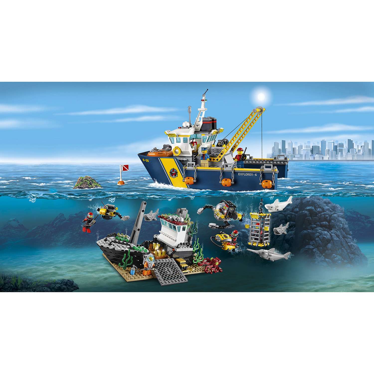 Конструктор LEGO City Deep Sea Explorers Корабль исследователей морских глубин (60095) - фото 4