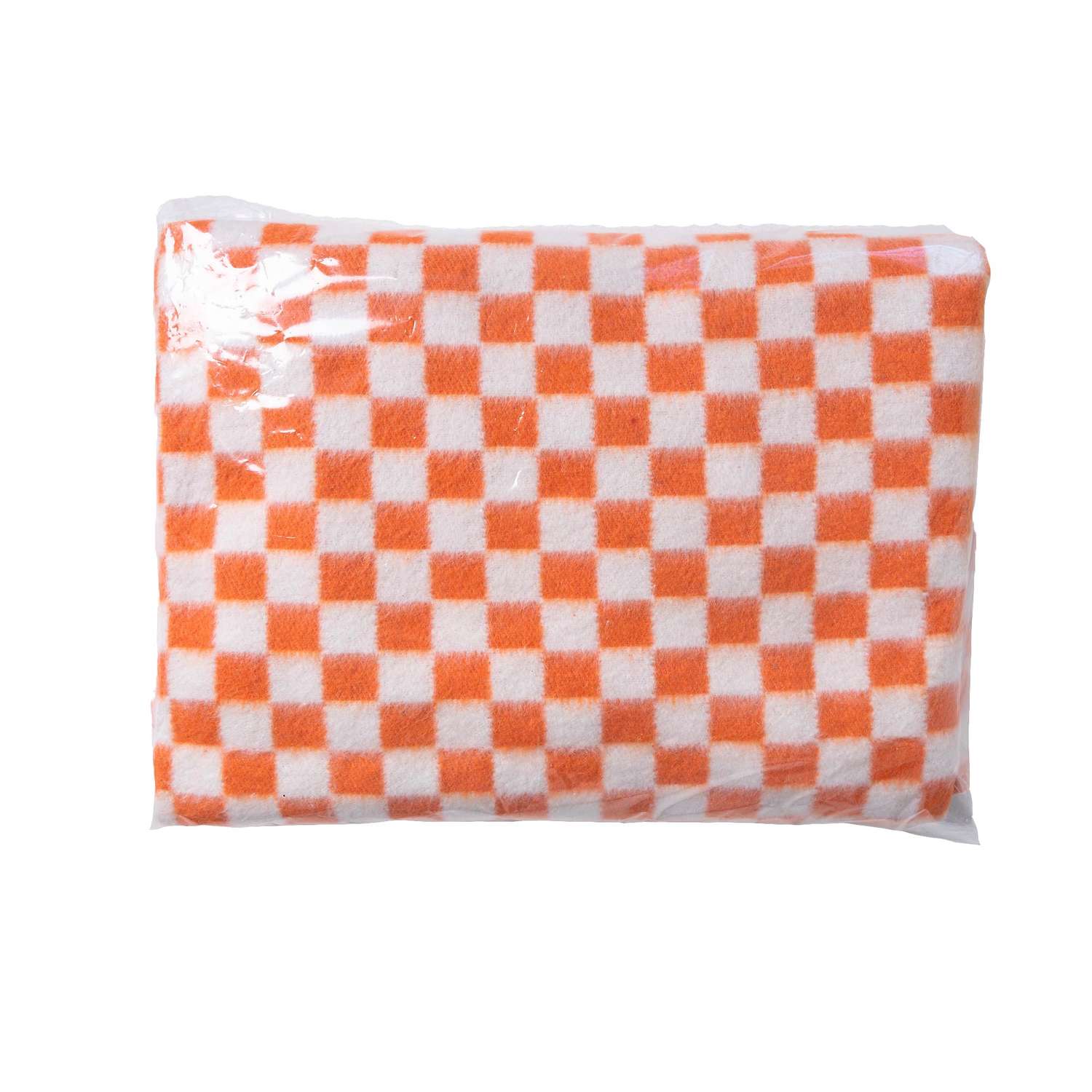 Одеяло байковое Суконная фабрика г. Шуя 140х205 рисунок клетка оранжевый - фото 1