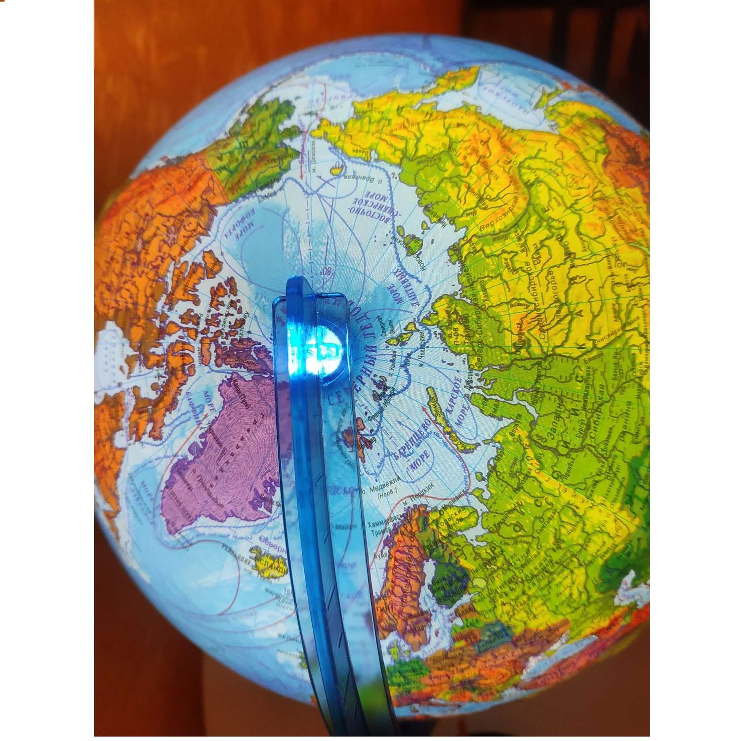Глобус Globen Земли рельефный с LED-подсветкой диаметр 25 см + Карта складная Мир и Россия - фото 5