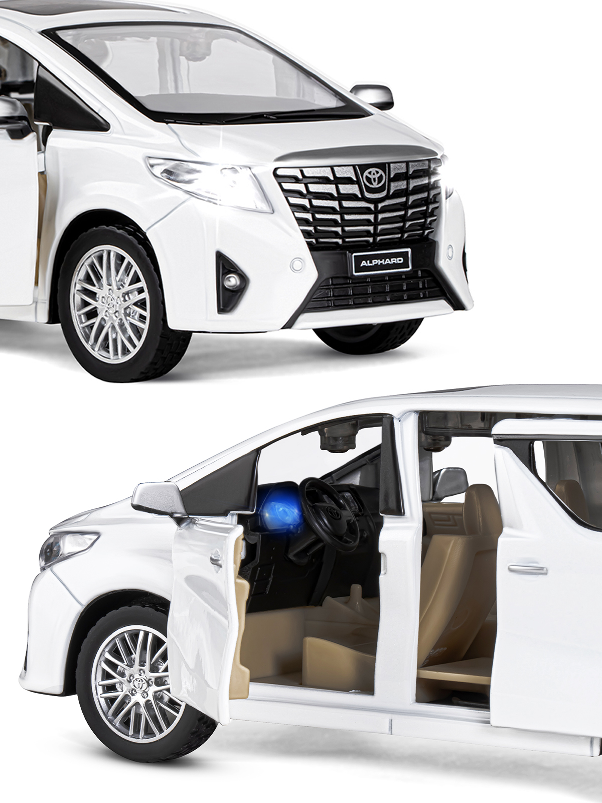 Автомобиль АВТОпанорама Toyota Alphard 1:29 белый JB1251333 - фото 8