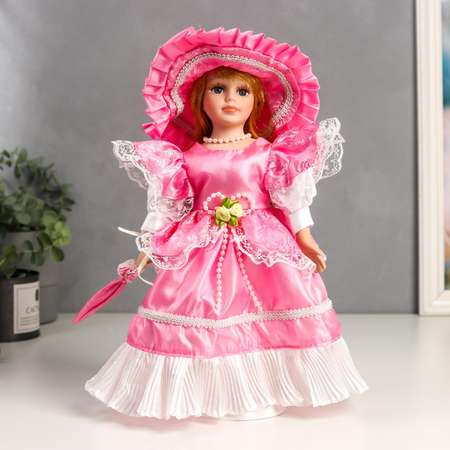 Кукла коллекционная Зимнее волшебство керамика «Леди Марго в розовом платье» 30 см
