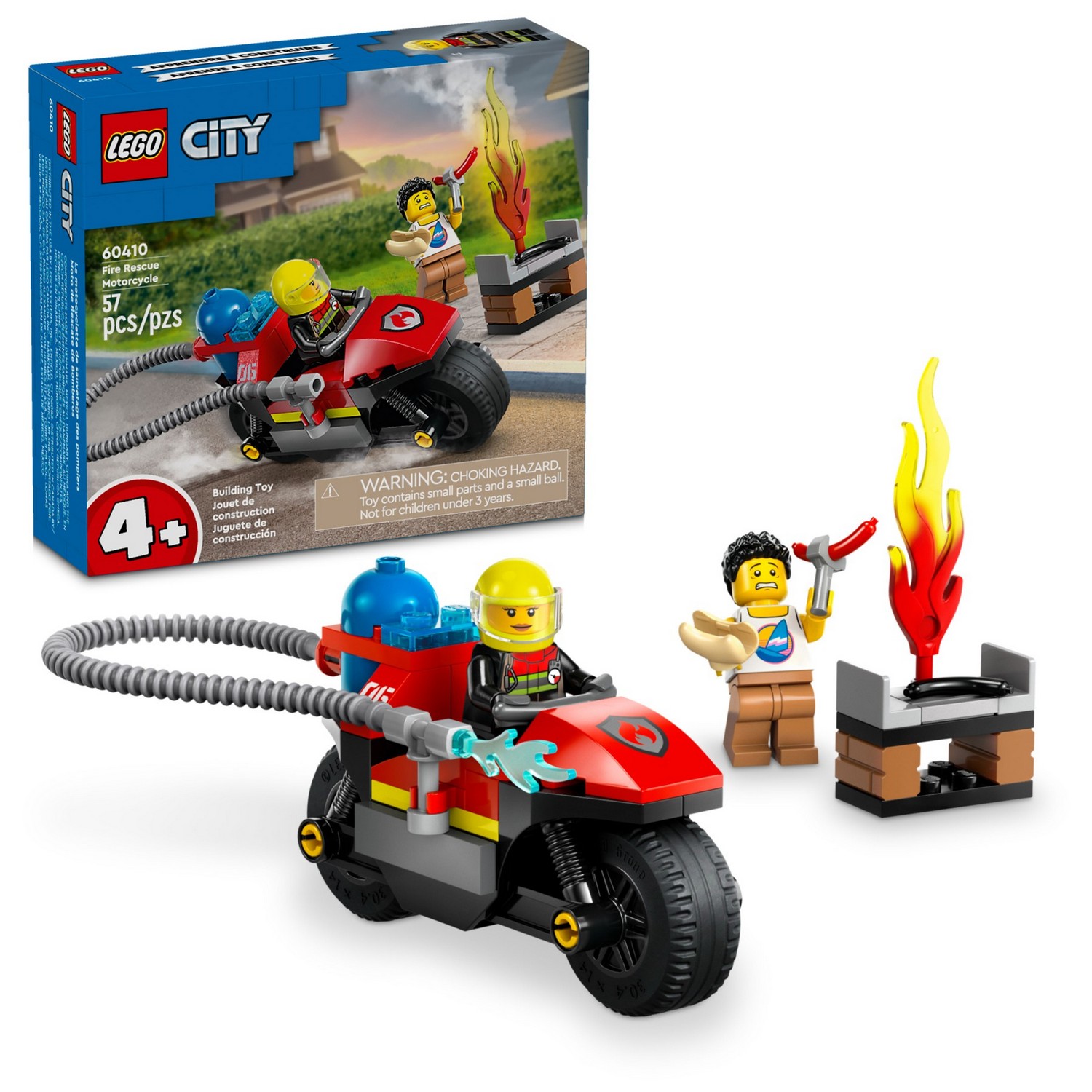 Конструктор детский LEGO City Пожарно-спасательный мотоцикл 60410 - фото 1