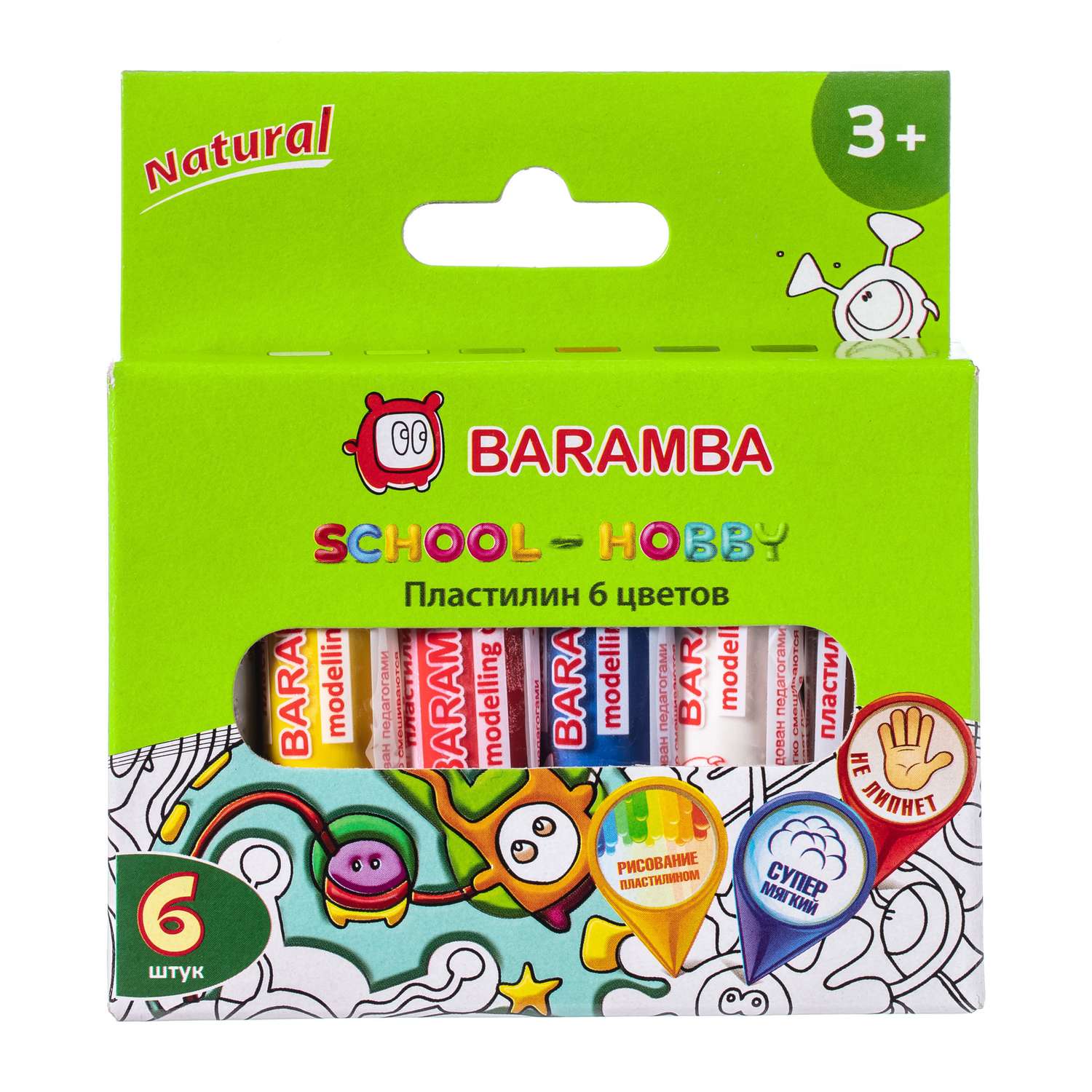 Пластилин Baramba 14г 6цветов B26006 - фото 1