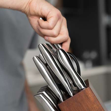 Набор кухонных ножей HILZZ 14 предметов с подставкой
