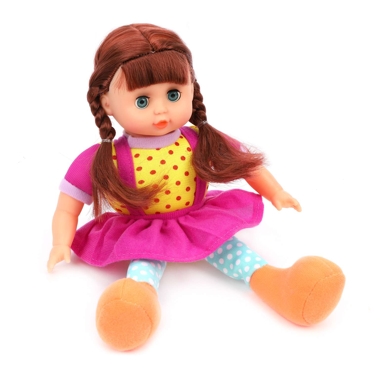 Кукла для девочки Наша Игрушка мягконабивная 30 см фиолетовое платье 612066 - фото 1