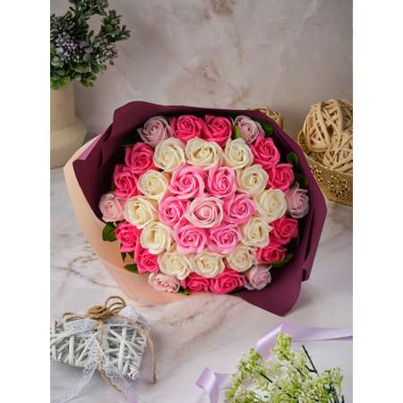 Мыло косметическое SKUINA Букет из 37 мыльных пенных роз