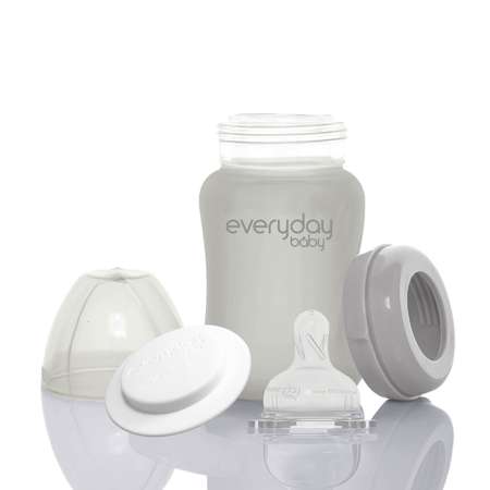 Бутылочка Everyday Baby Healthy стеклянная с защитным силиконовым покрытием 150 мл серый