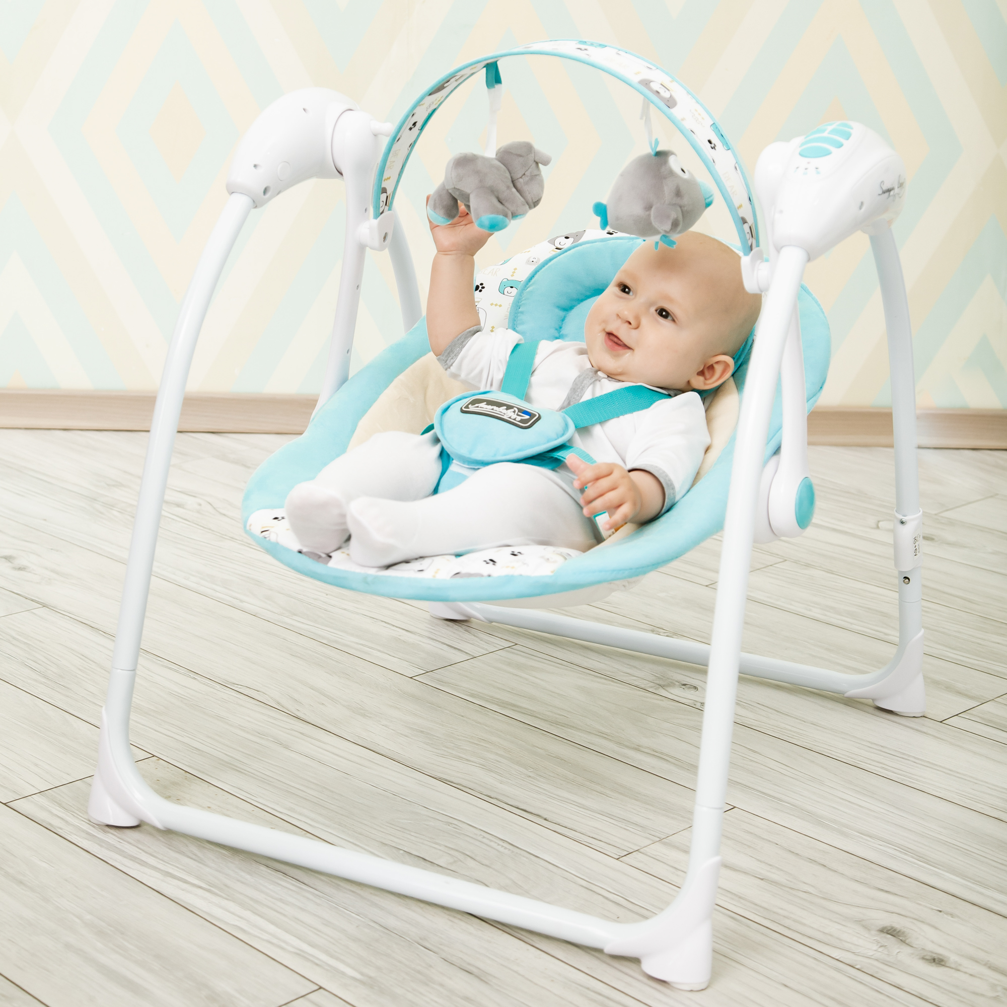 Электрокачели Amarobaby Swinging Baby Бирюзовый - фото 21