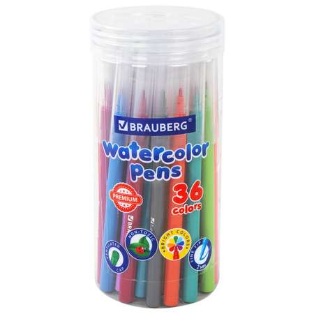 Фломастеры Brauberg для рисования для детей в тубе 36 цветов