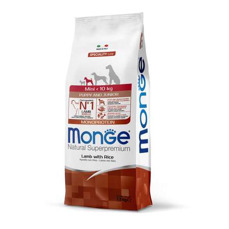 Корм для щенков MONGE 7.5кг Dog Speciality Line Monoprotein мелких пород ягненок-рис