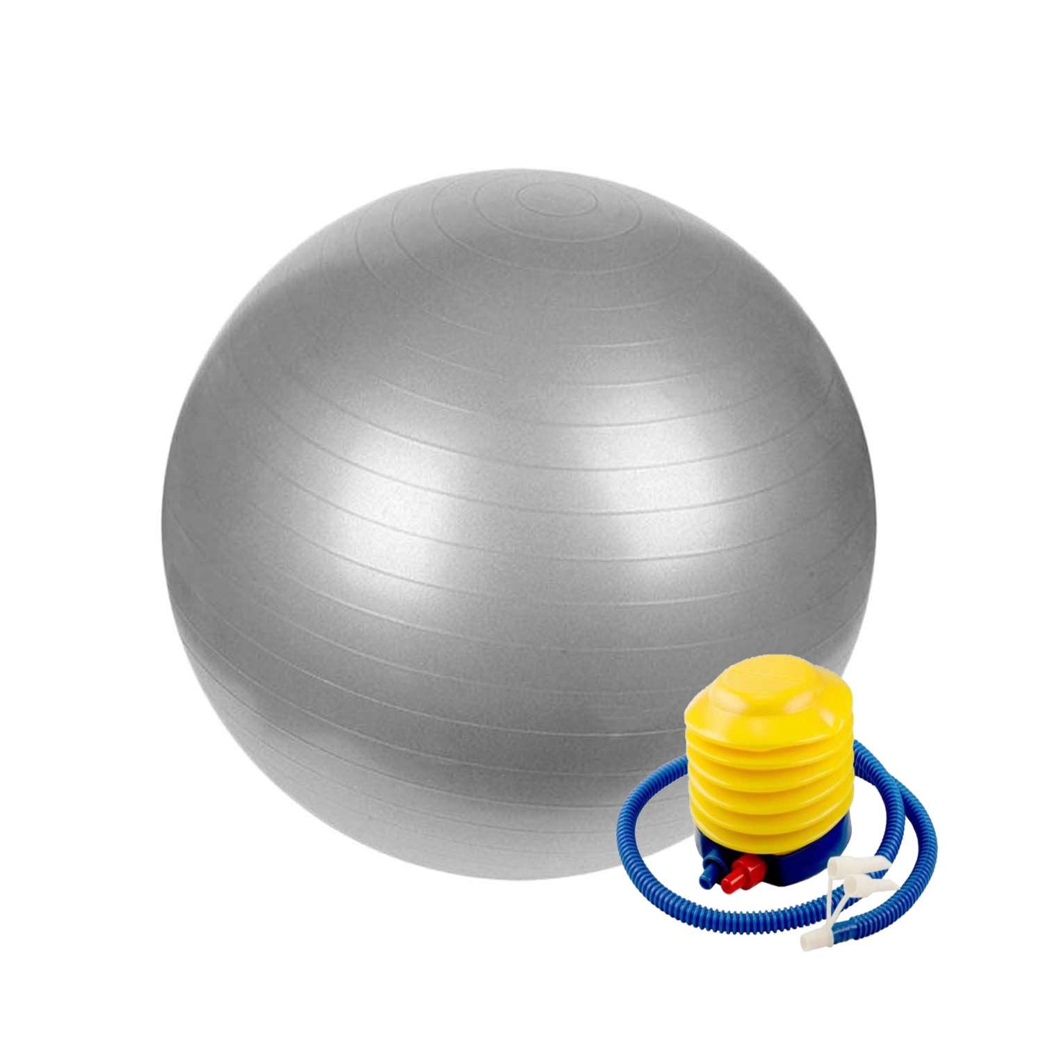 Гимнастический мяч Solmax Фитбол для тренировок с насосом серый 75 см - фото 1