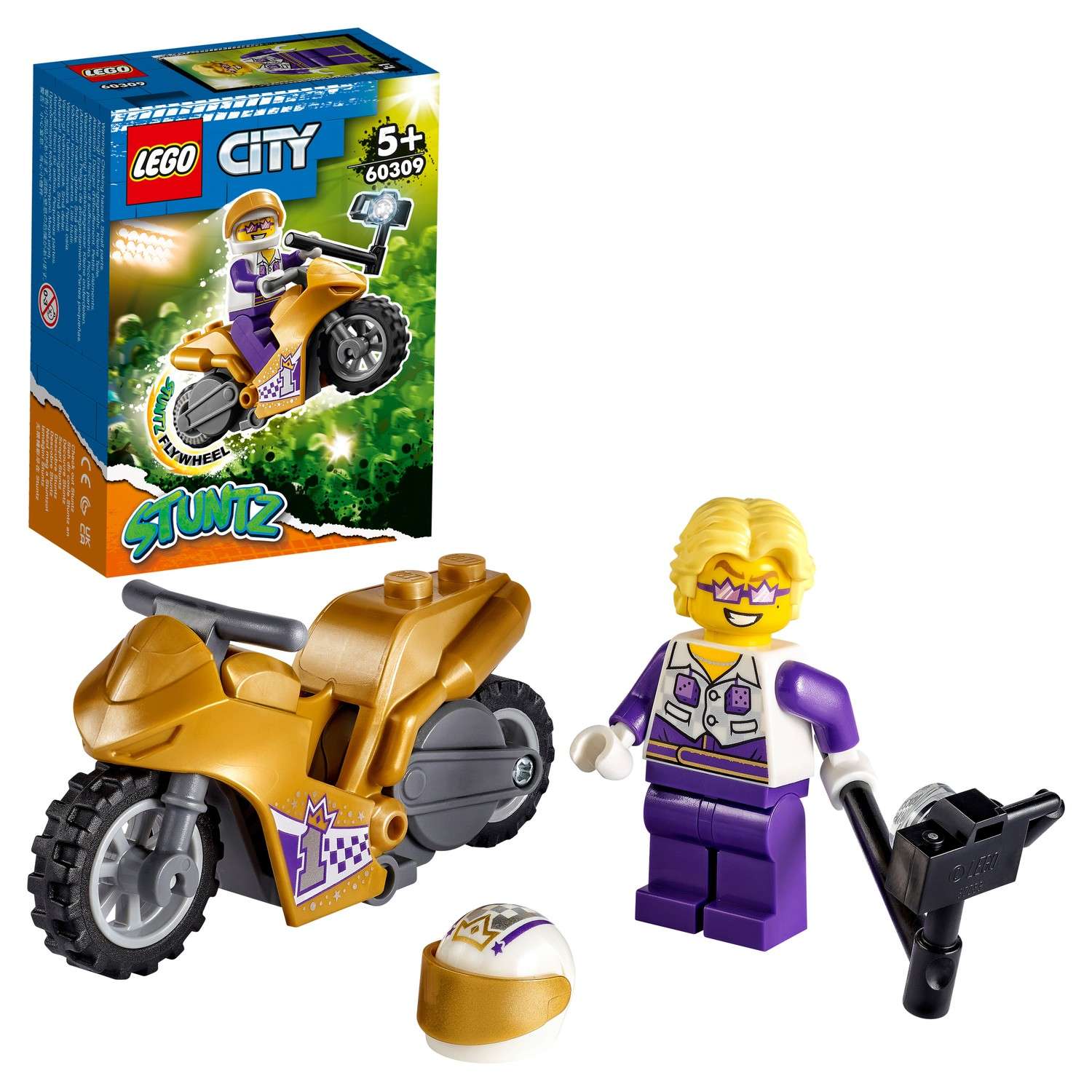 Конструктор LEGO City Трюковый мотоцикл с экшн-камерой 60309 - фото 1