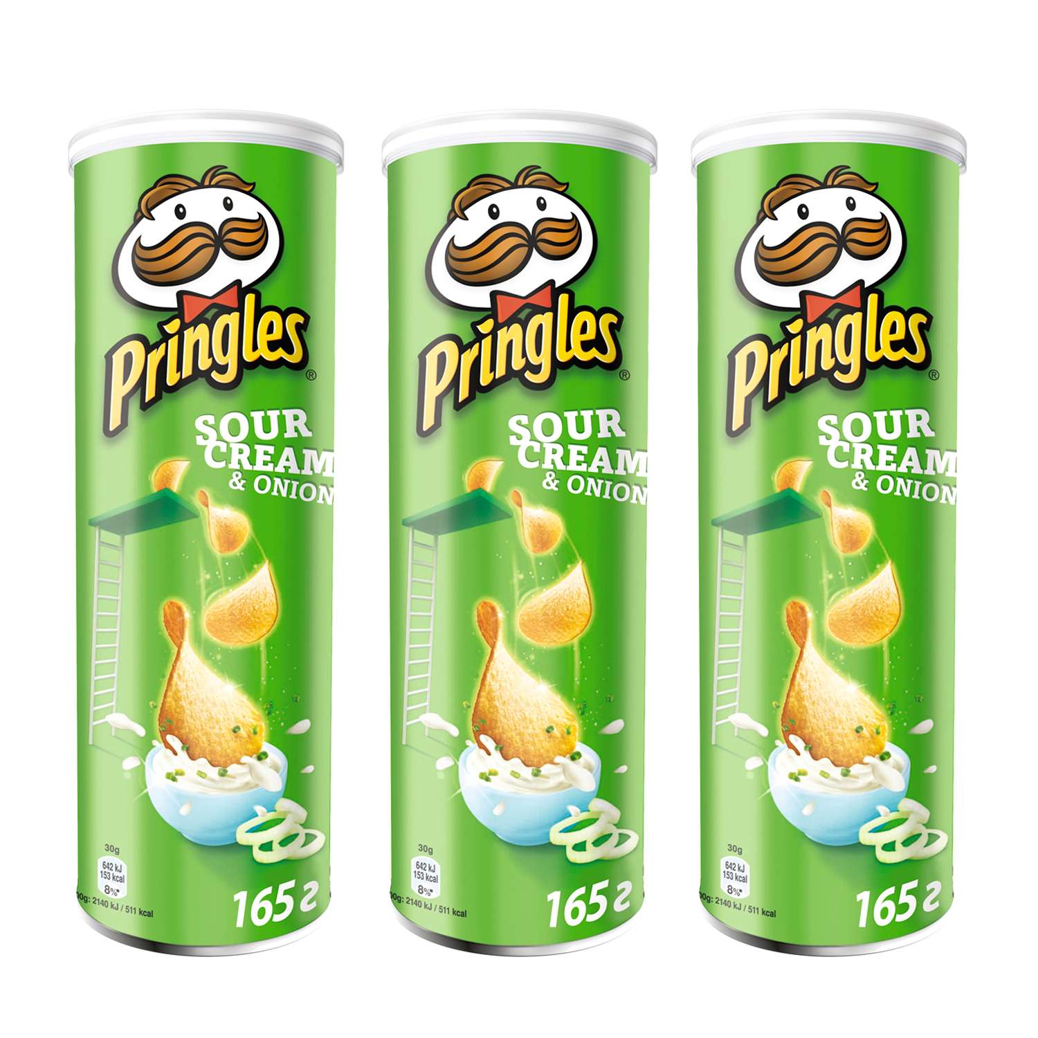 Картофельные чипсы Pringles Набор из 3 штук по 165 г Сметана и лук - фото 1